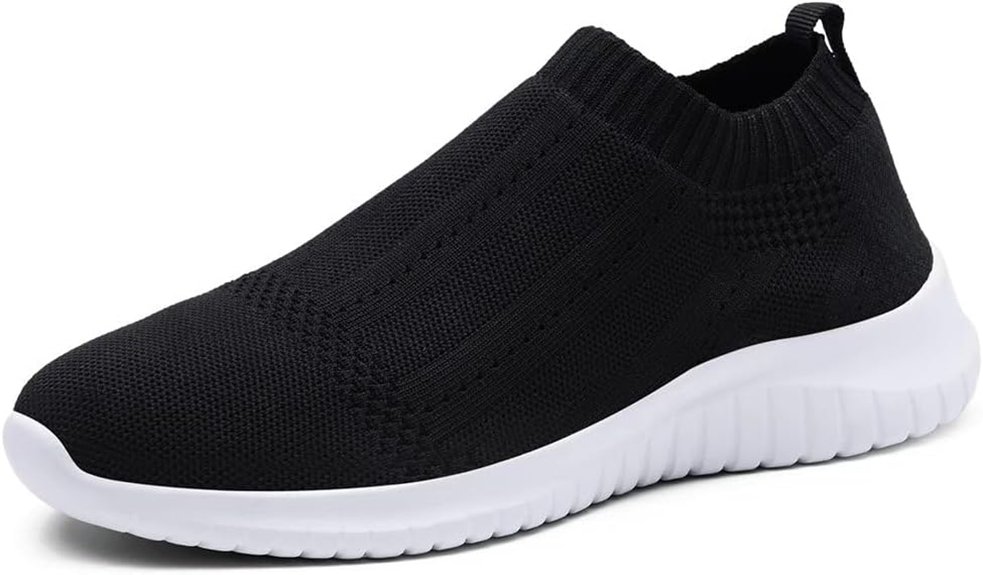 elastic knit walking sneakers